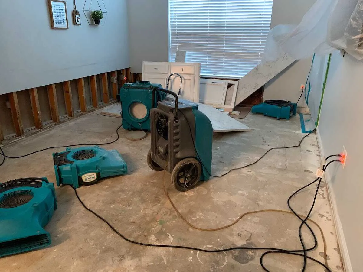 Dehumidifier in flood-cut room for Water Damage Restoration in Halfmoon